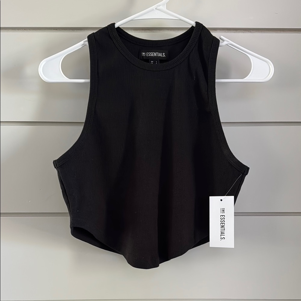 Essentials Black Sleeveless Crop Tank